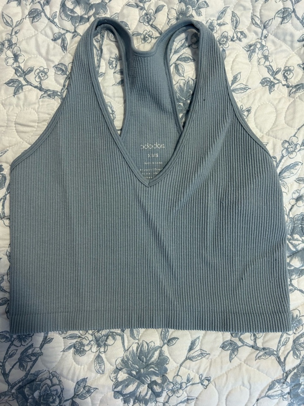 Ododos Ribbed Racerback Crop Tank - Gray